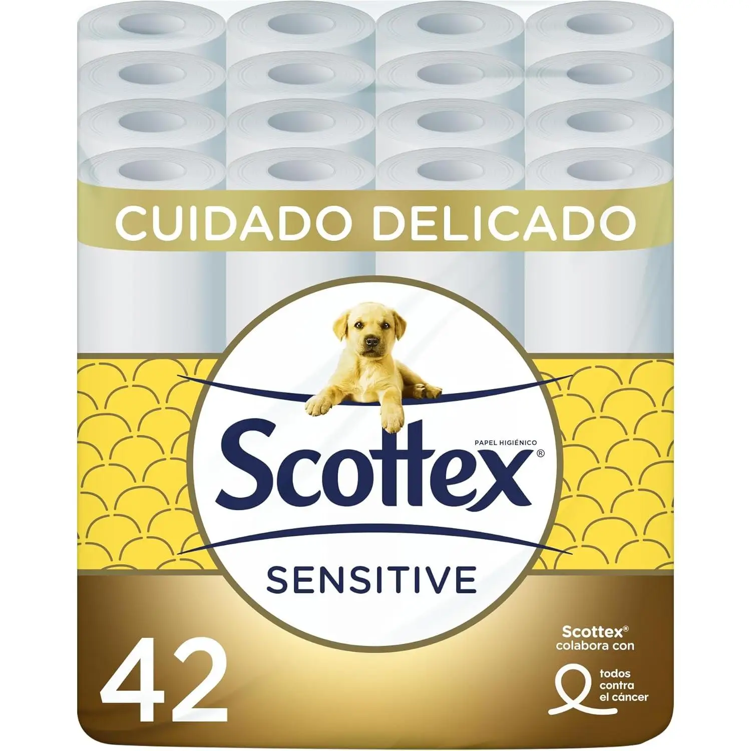 Scottex sensitive toilet paper 42 rolls with 3 layers delicate care thanks to the touch of almond milk