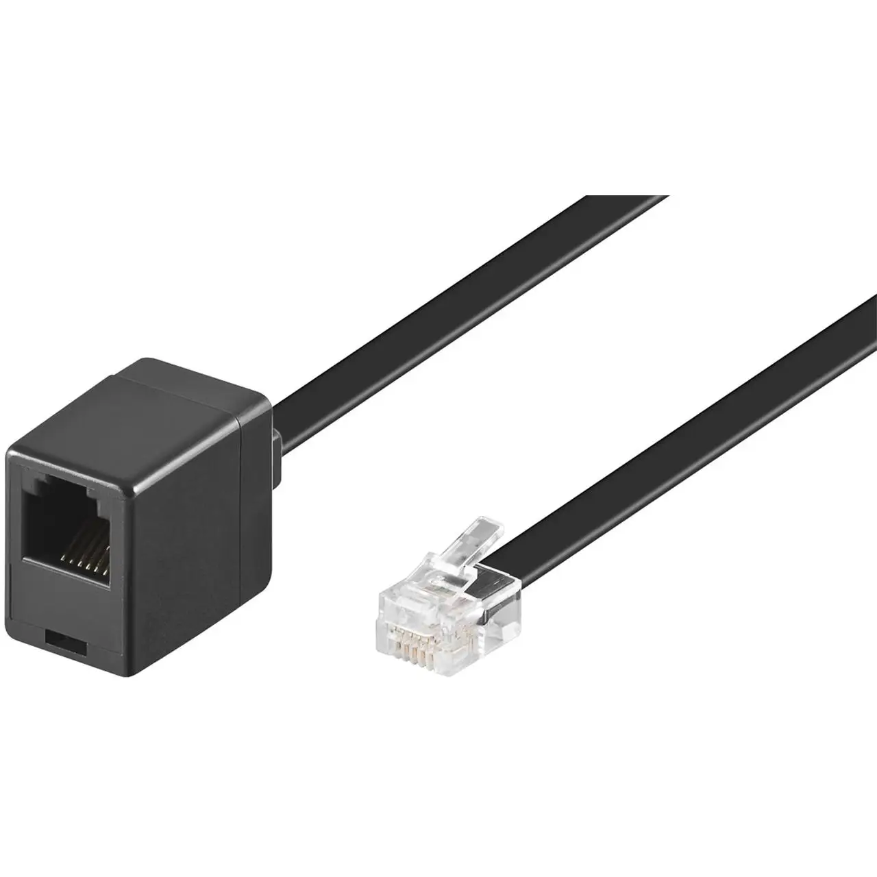 Wentronic – Cable alargador modular (conector RJ12 macho a hembra de 6 pines, 6 m), color negro
