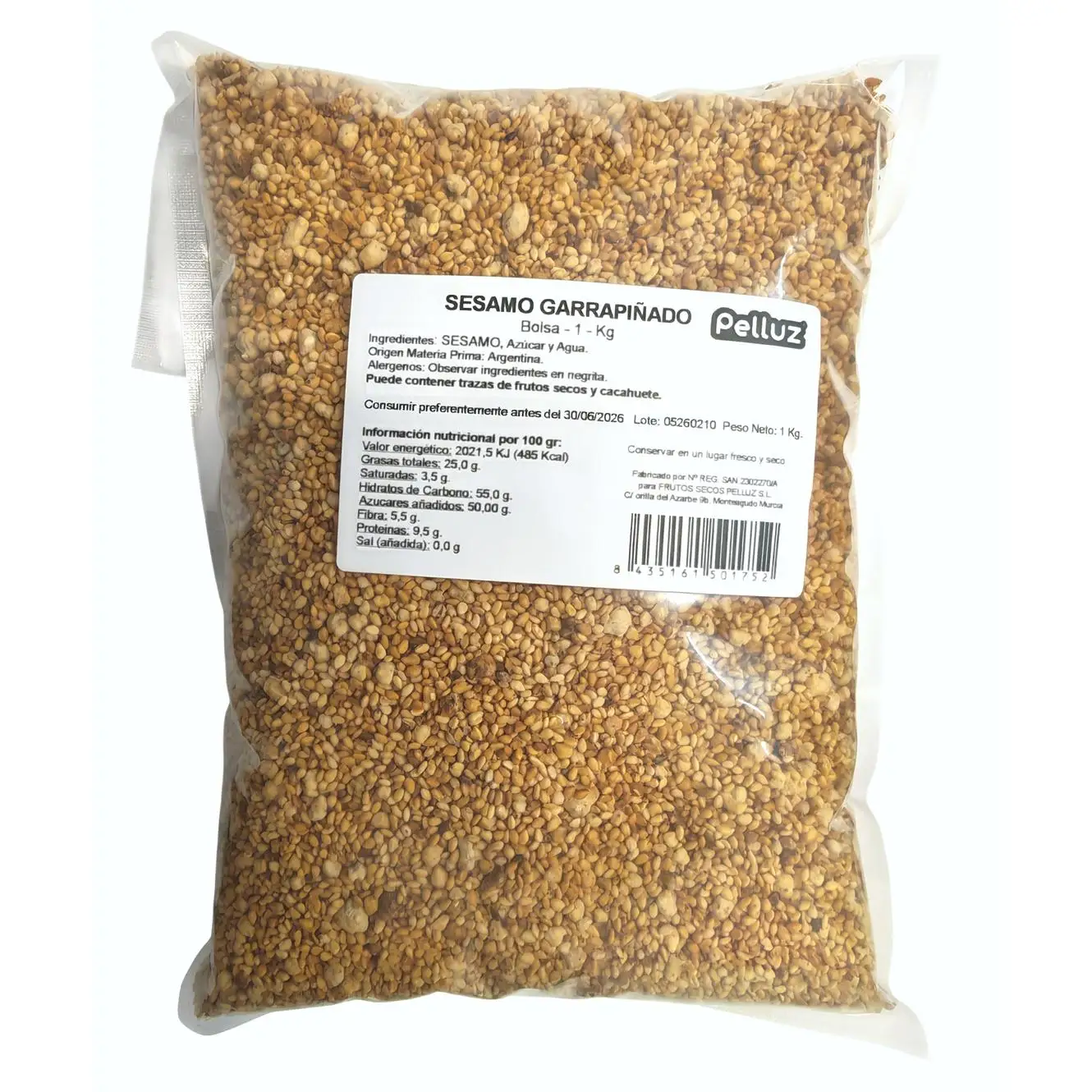 Sésamo Garrapiñado 1 kg – Semillas de Sésamo Caramelizadas – Snack Dulce Natural – Ideal para Repostería y Toppings