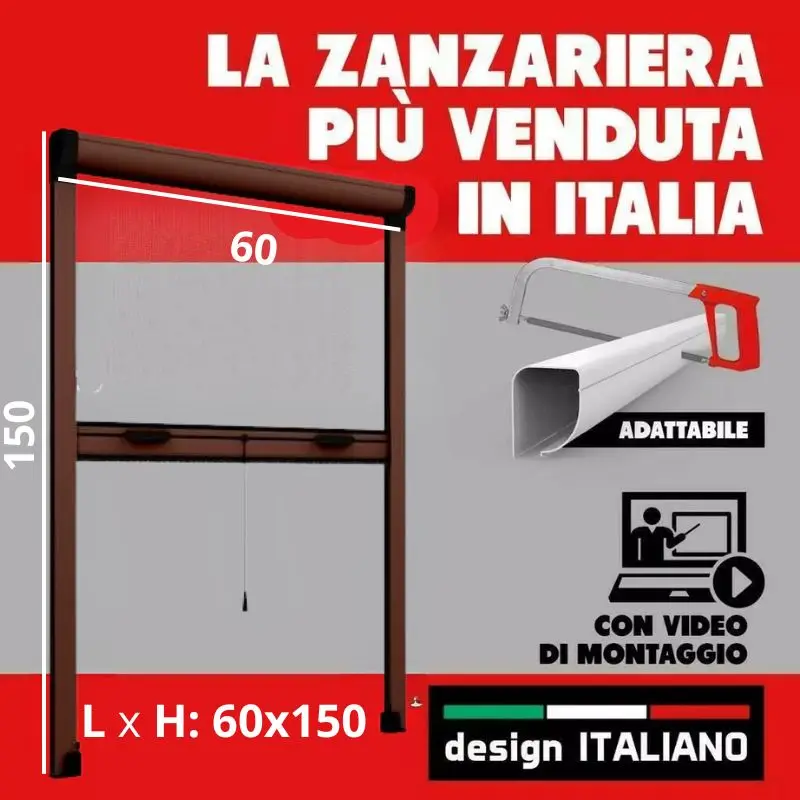 60 x 150 Kit reductor de reducción a medida con mosquitera de rodillo vertical DIY marrón, para ventana