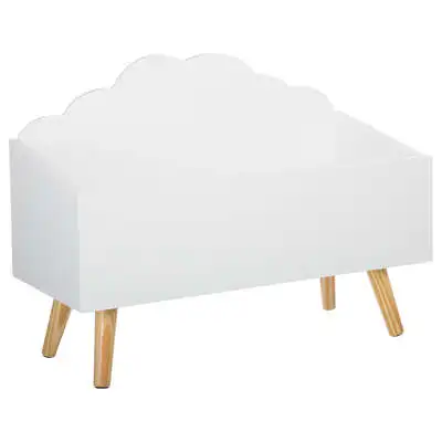 Factory Cuadros - Baul Infantil Madera Nube Blanco - L. 58 X P. 28 X H. 45 Cm