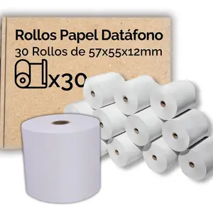 Pack 20 Rollos Papel Térmico 57mm - Para Datáfonos Y TPV (40m Cada Uno)