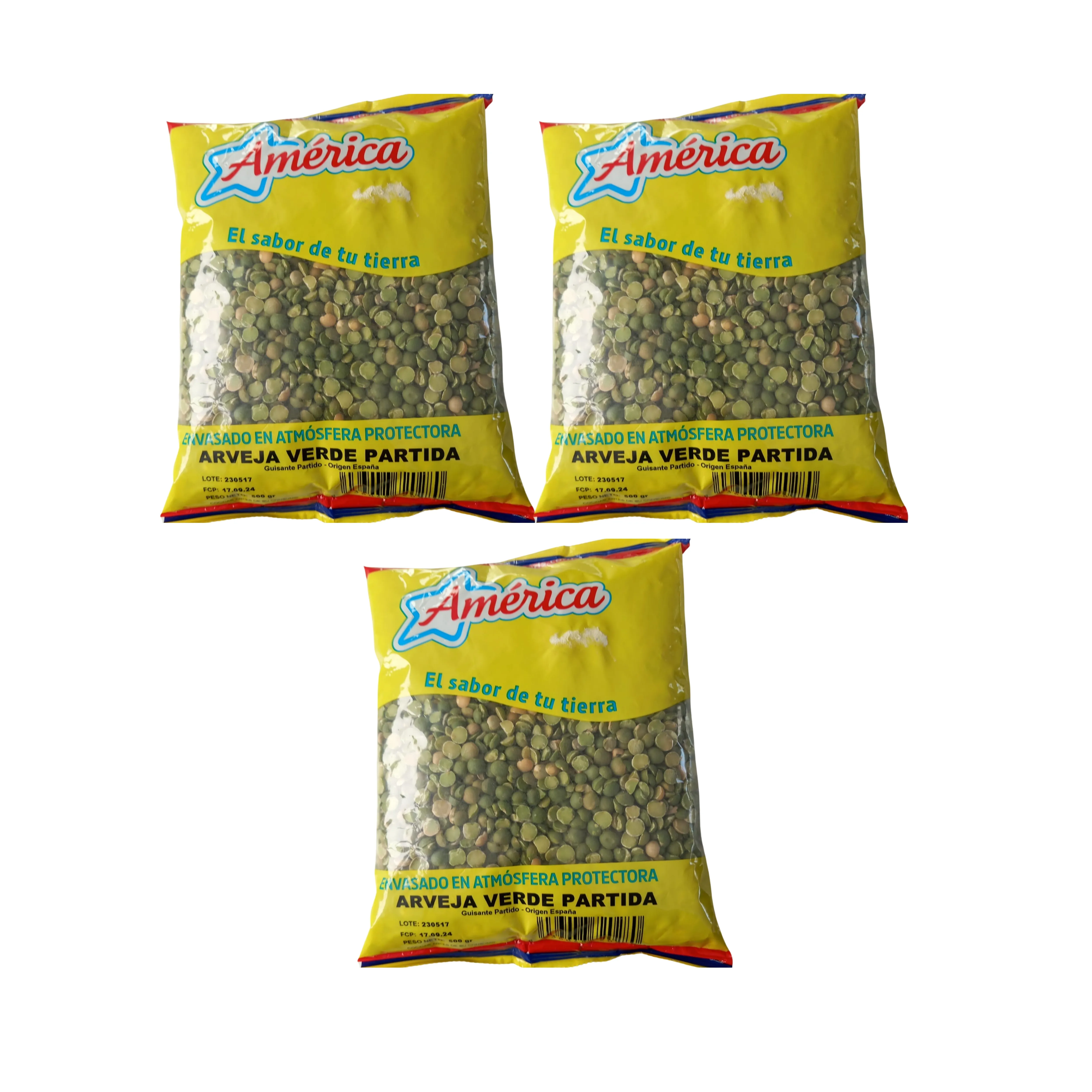 3 pack green peas split with protein, fiber and vitamins, AMERICA 500G of SPANA