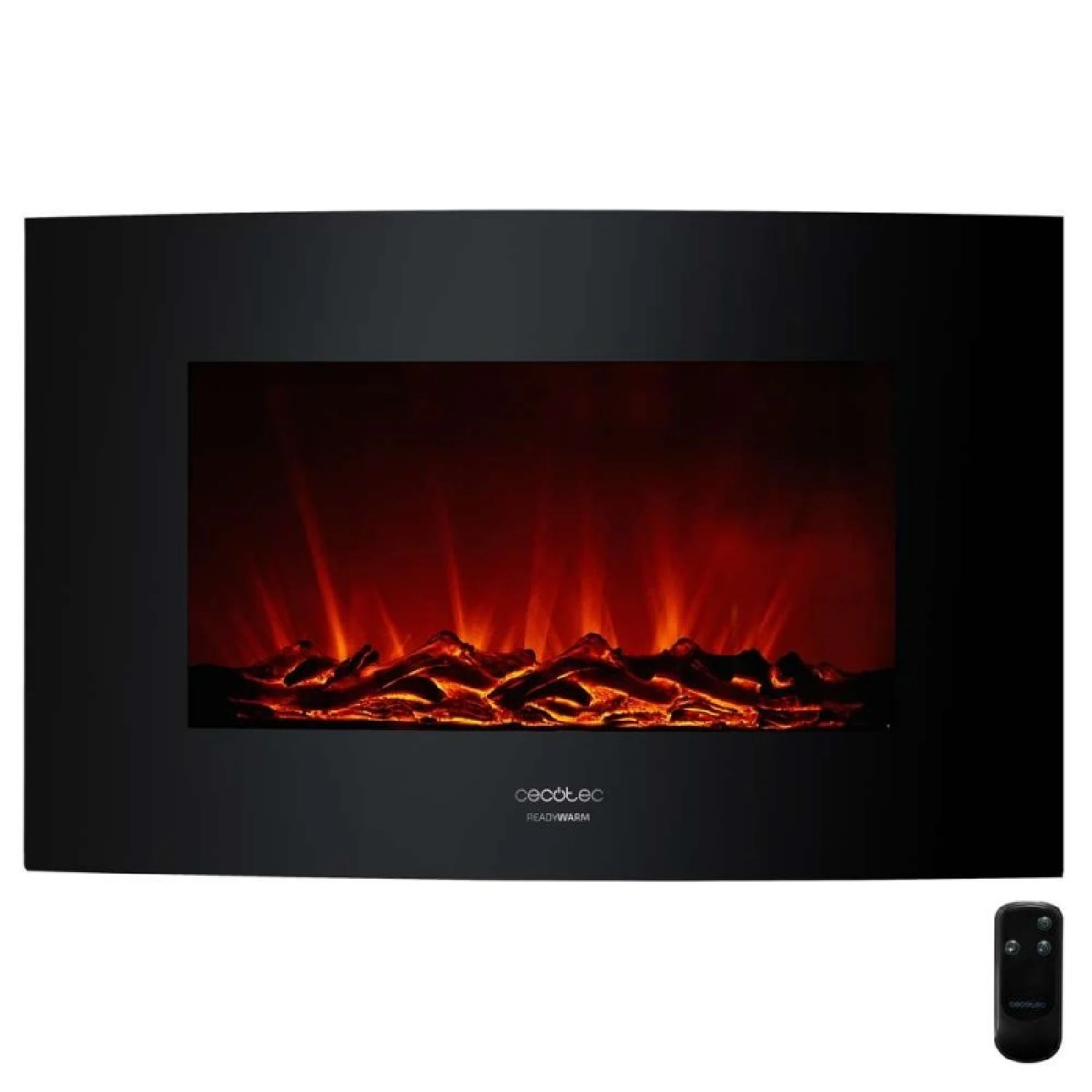 Cecotec Chimenea Eléctrica Decorativa 35î con Mando a Distancia Ready Warm 3510 Curved Flames. Máxima Potencia 2000W, 2 Intens