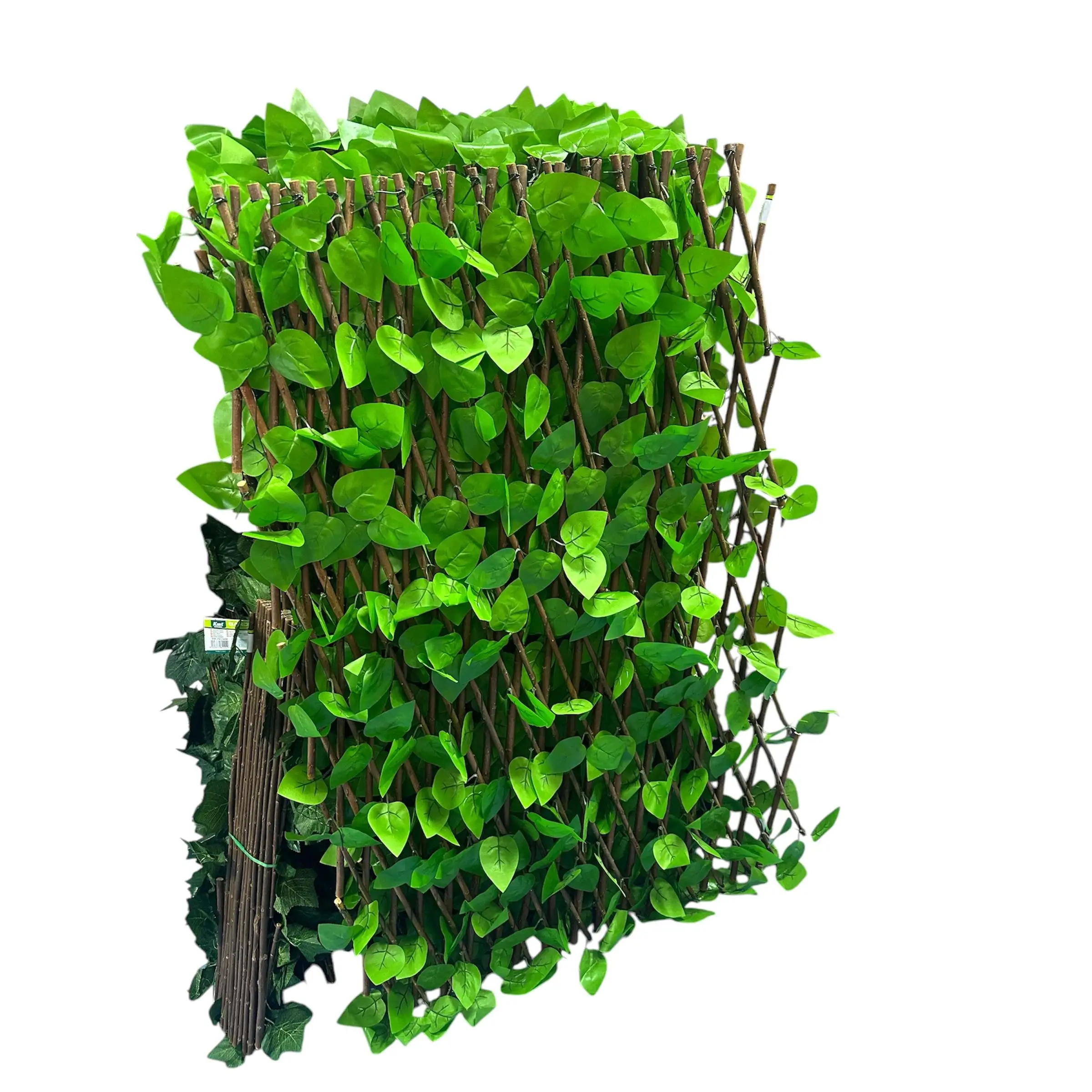 HOGARISIMO Valla con hoja verde artificial extensible 120CM y 40CM, Celosia Extensible Con Hojas, Cesped Artificial verde,Valla de Jardín decorativa