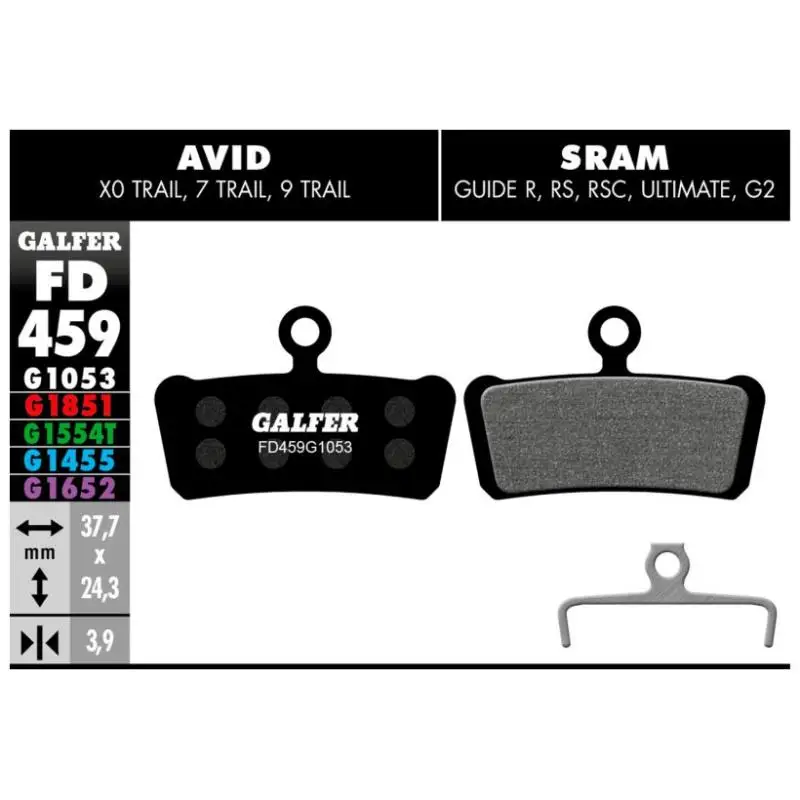 GALFER | Pastillas De Freno Standard Compatible Avid-Sram  FD459G1053  - Ventajas de los nuevos compuestos de GALFER BIKE: Ausencia de ruidos.Mejora del tacto, progresividad y potencia de