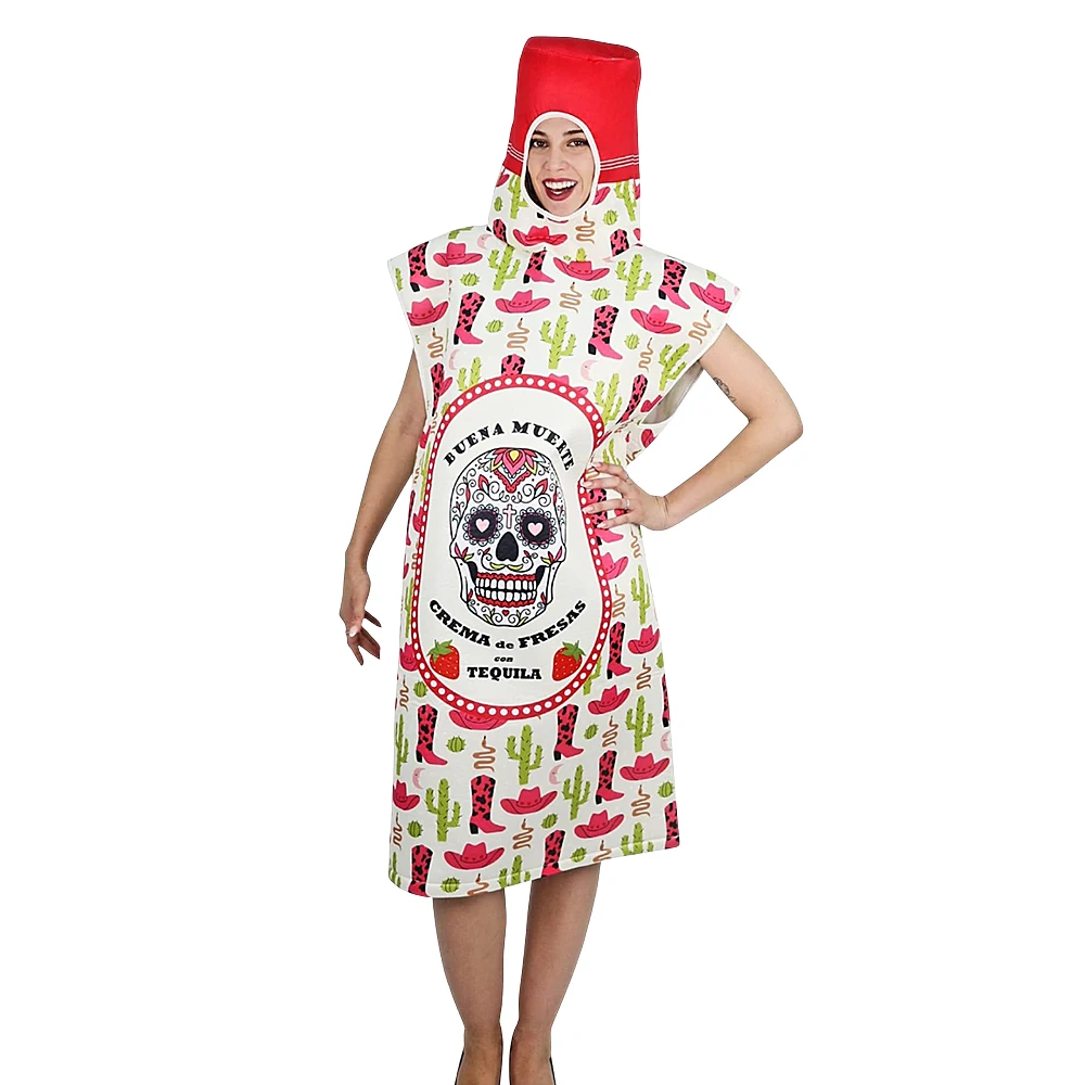 Disfraz de Tequifresa para Adulto - Talla Única - Disfraz de Tequila con Fresa - Marca Dysmad - ¡Diviértete con este original disfraz!