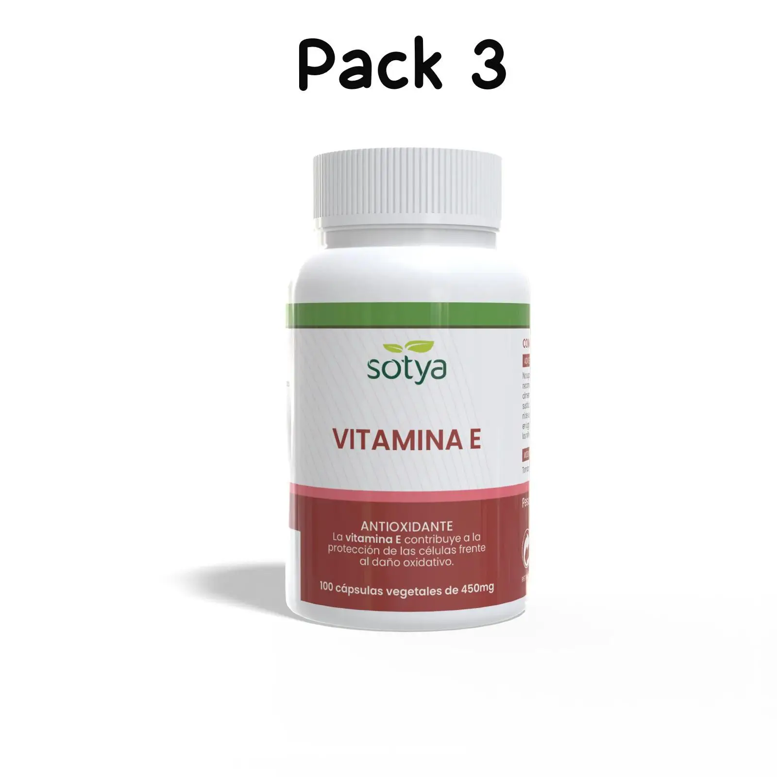 Pack 3 Vitamina E 100 cápsulas 500Mg. sotya