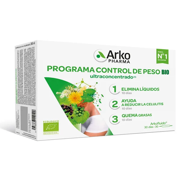 Arkopharma Programa Control de peso BIO Ultraconcentrado 30 Ampollas 30 Días