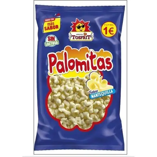 Palomitas de Maíz con Mantequilla Orgánicas Tosfrit Aperitivos, 9 Bolsas de 80 g, Tamaño Familiar, Hechas en España, Sin Ingredientes Artificiales, Snack Natural y Orgánico