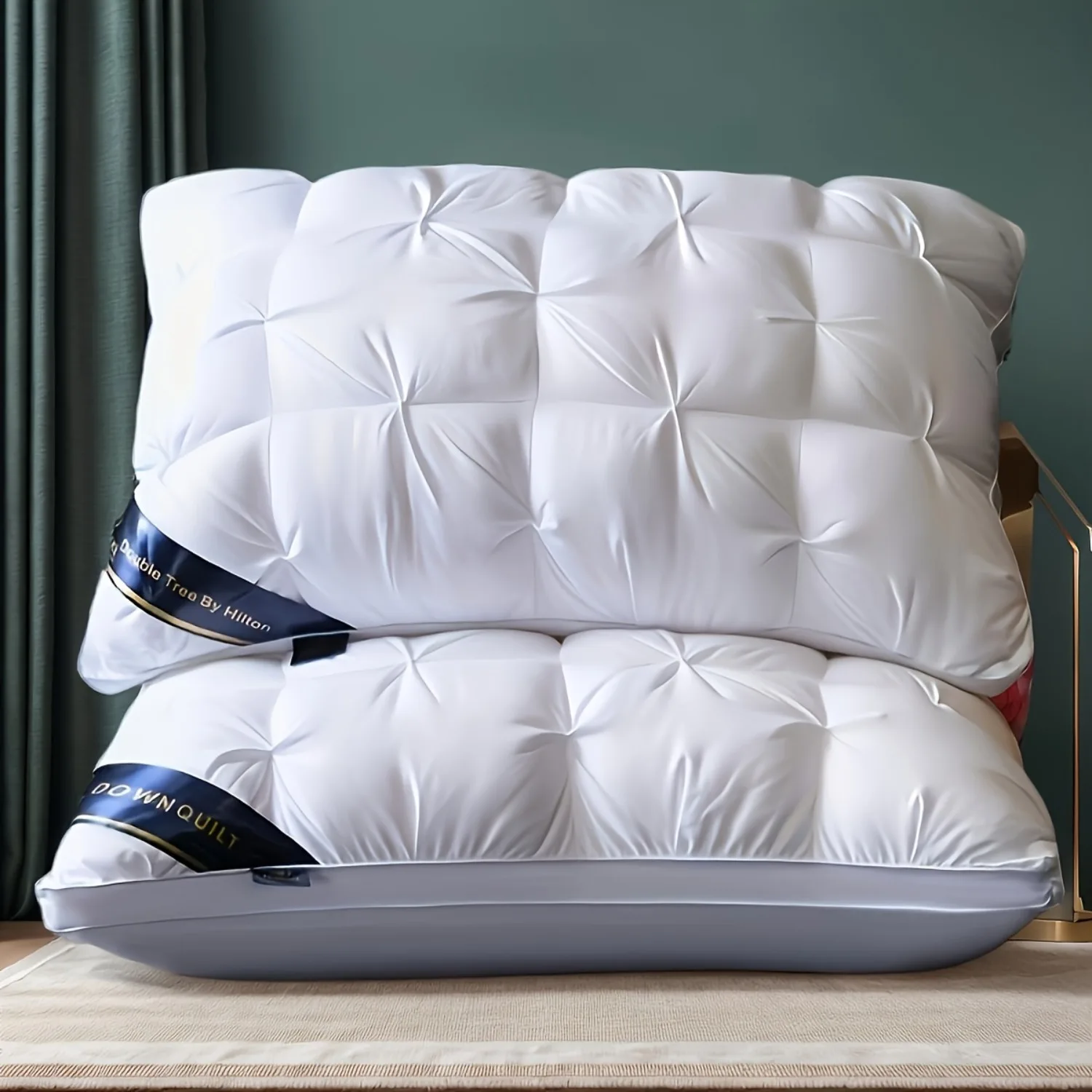 DECODEKO-​​Almohada de lujo con calidad de hotel 5 estrellas, soporte cervical para un sueño profundo. Almohada de alta densidad, mullida y resistente al hundimiento para todas las estaciones, con