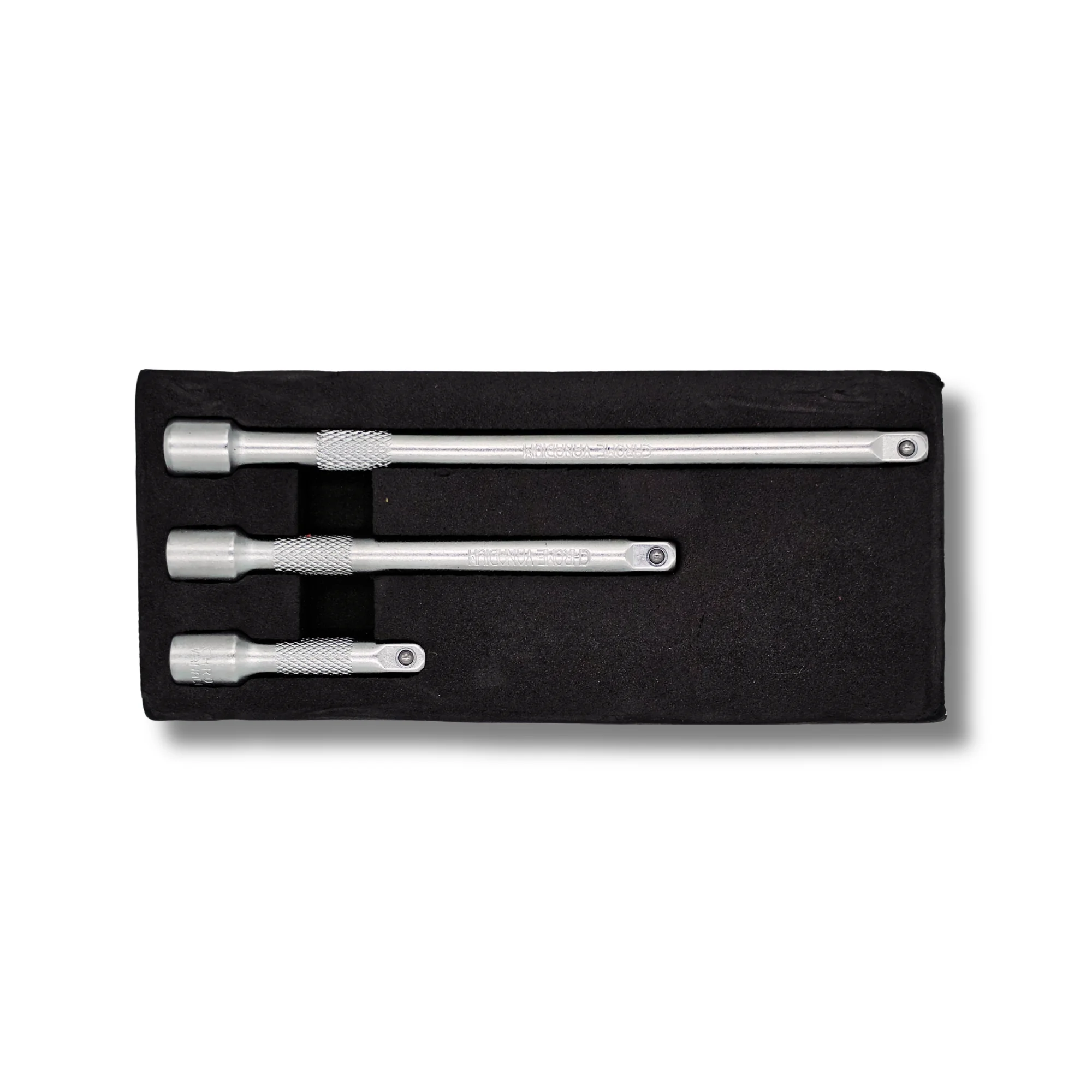 AC Tools Juego de 3 alargos para carraca 1/4. Longitudes: 50 100 150mm. Fabricado en acero de alta resistencia cromo vanadio con bola de sujeción en la punta.