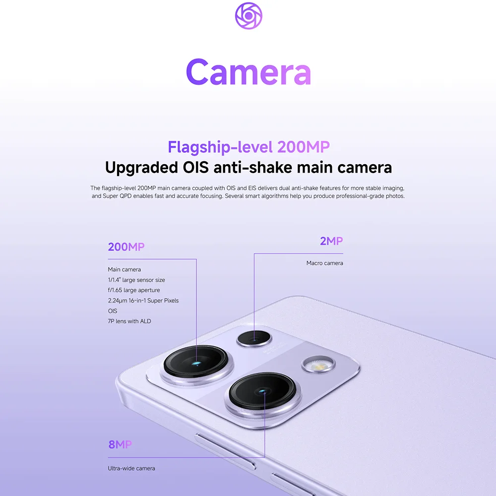 Redmi Note 14S 4G Mobile Phone, 8+256GB or 12+512GB, MediaTek Helio G99-Ultra Processor, 6.67'' AMOLED Display 120Hz, Triple Camera 200MP+8MP+2MP, 5000mAh Battery with 67W HyperCharge, IP64, Xiaomi HyperOS, NFC, Dual SIM.