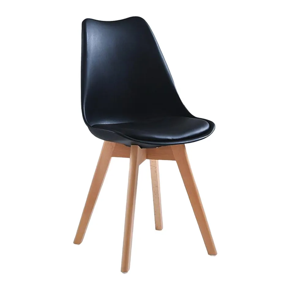 sillas tulipán con patas de madera, mueble estilo nórdico medieval, con asiento acolchado de cuero sintético, para escritorio, comedor, dormitorio, balcón o restaurante BAR hosteleria, OFICINA Mesa de