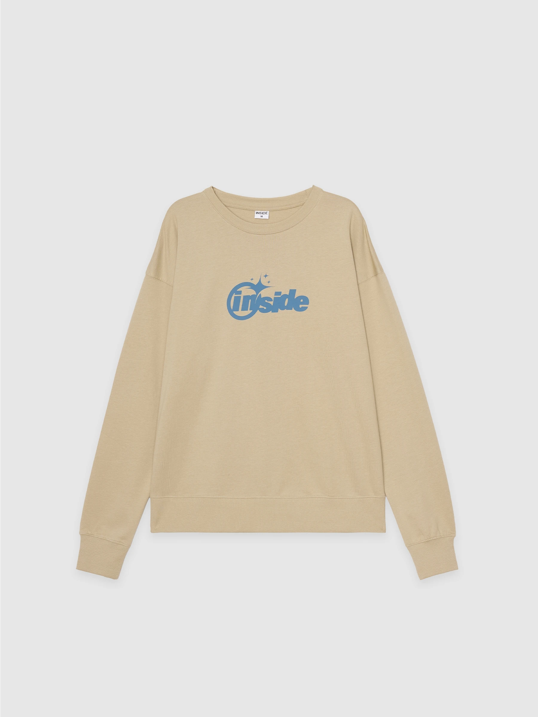 Sudadera deportiva de felpa, manga larga, cuello redondo, sin capucha, con puños y cintura elásticos INSIDE