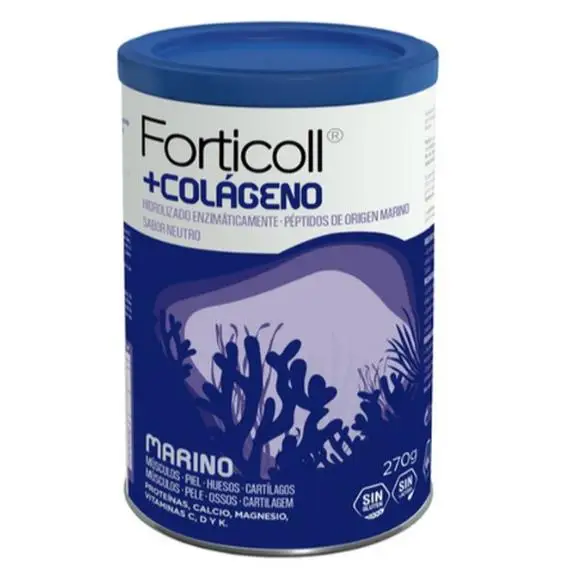 FORTICOLL MARINO 270 gr- Suplemento alimenticio 100% natural en POLVO-Elaborado a base de péptidos de colágeno marino, minerales, vitaminas y ácido hialurónico.
