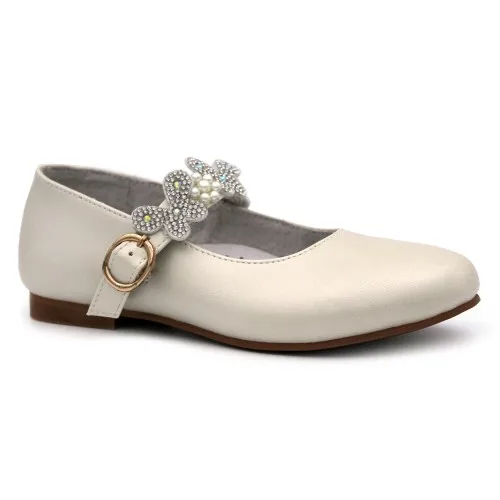 Zapato comunión niña BUBBLE KIDS 1020 en piel y cierre de hebilla. Tallas del 28 al 39