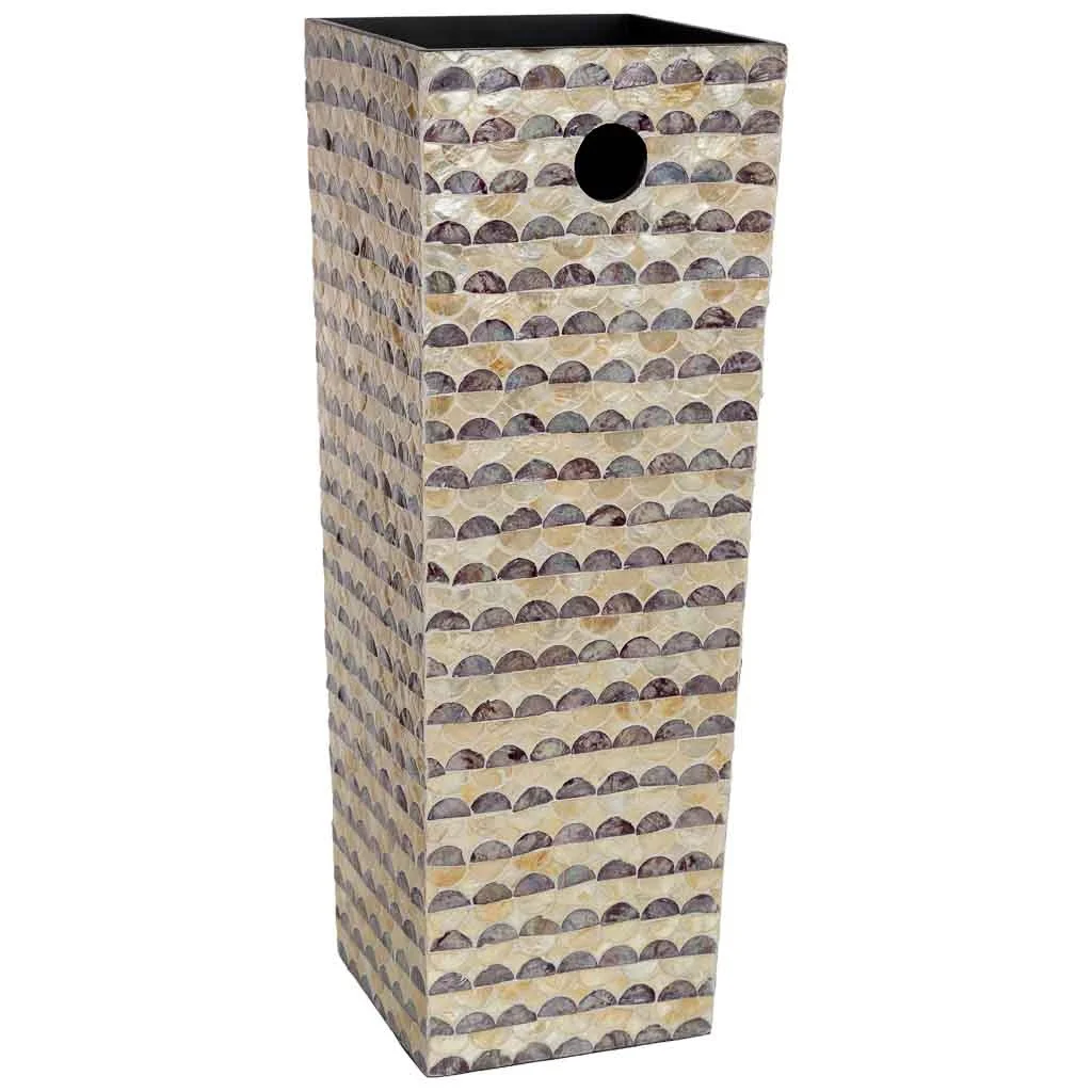 Wonderlust Deco - Paragüero cuadrado de madera y capiz 20x20x57h cm Dorado 20x20x57h cm