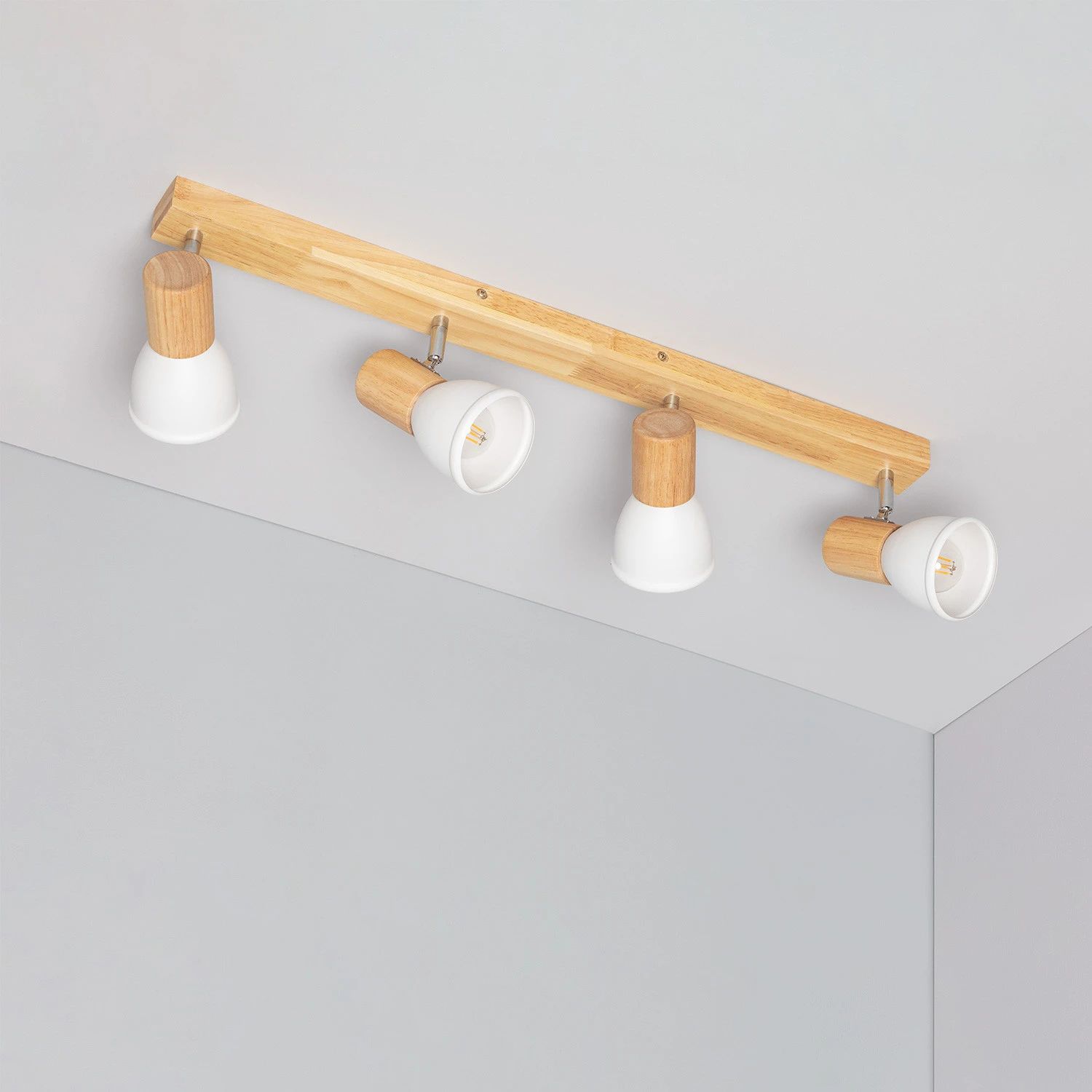 Lámpara de Techo Madera y Metal 4 Focos Tautau