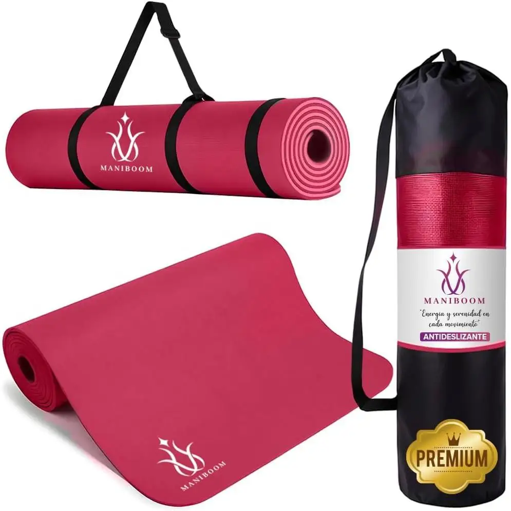 ManiBoom Yogamatte, Pilates, Fitness, Sport inklusive Tragetasche – rutschfeste Fitnessmatte – dicke Gymnastikmatte – Gymnastikmatte