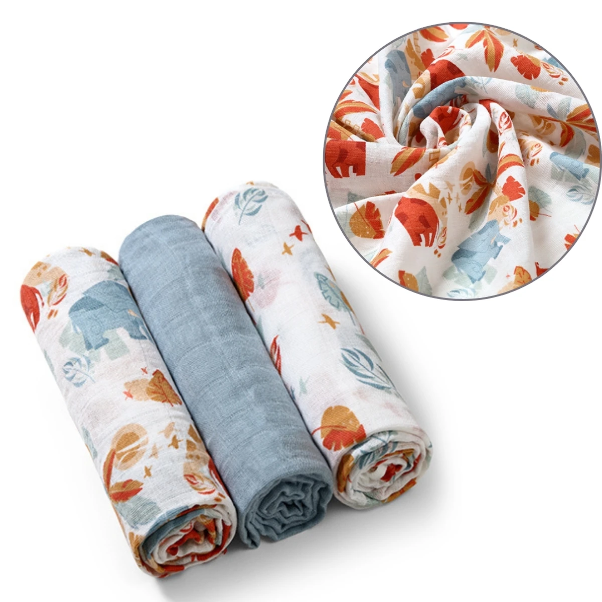 Pack 3 muselinas algodón 70_70 cm Babyono