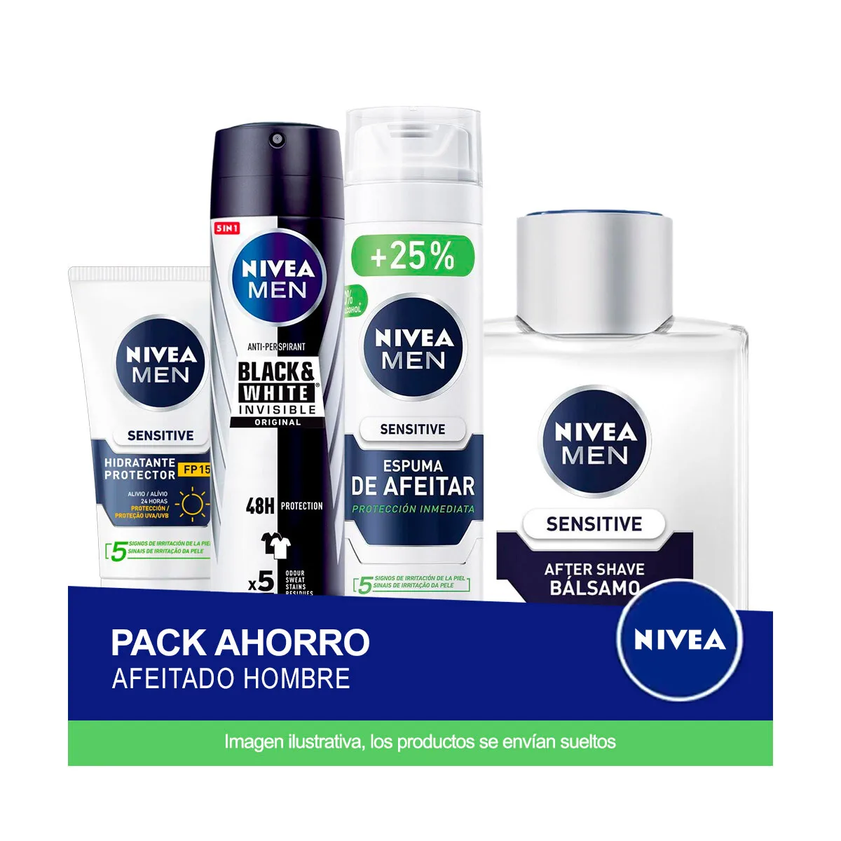 Pack NIVEA MEN Sensitive: Aftershave, Espuma, Crema y Desodorante 💼