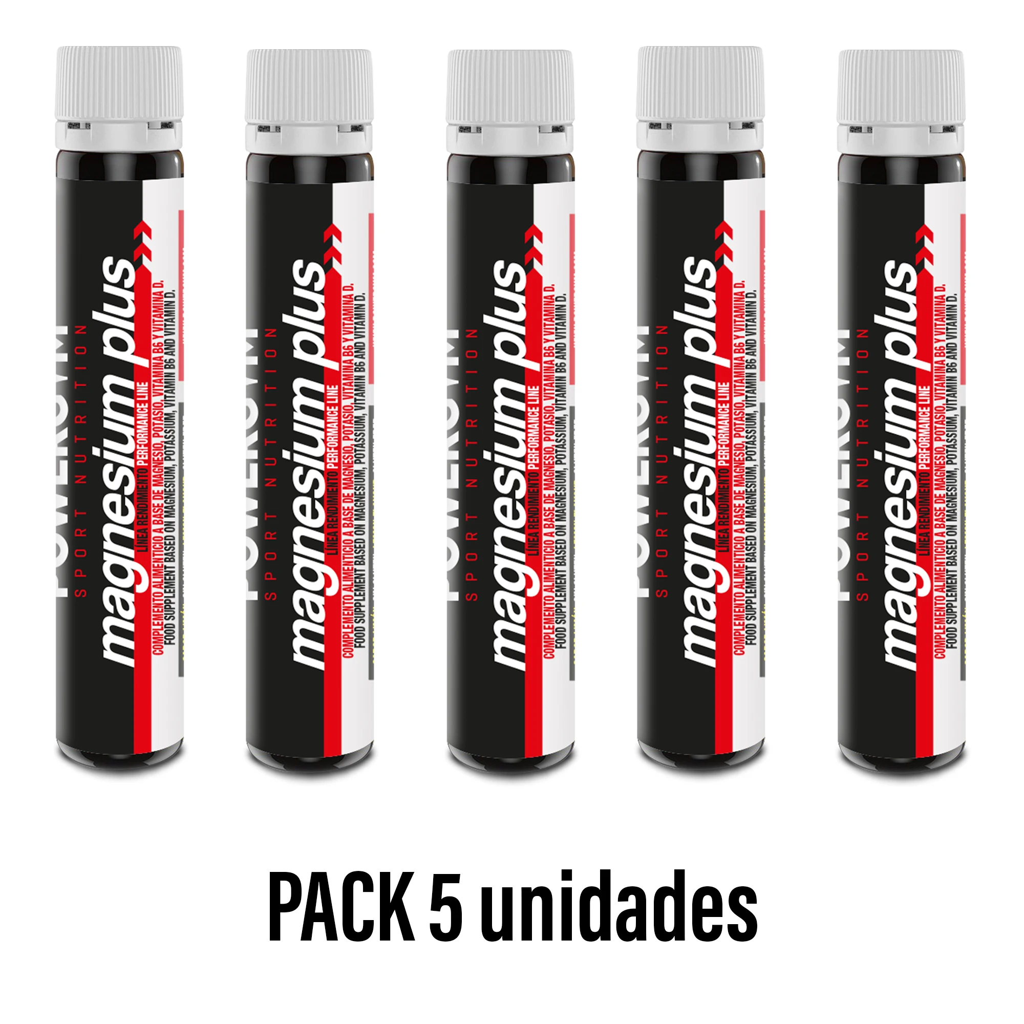 POWERGYM | Pack 5 unidades - Magnesium Plus + Potasio sabor Limon 1 ud  Complemento alimenticio a base de magnesio, potasio, vitamina B6 y vitamina D