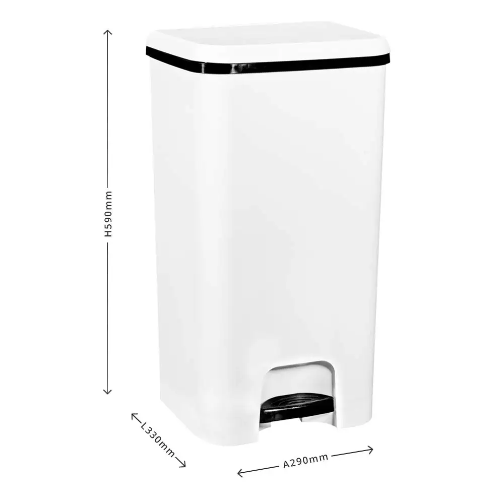 Com-Fort House rubbish bin with Pedal 37L White recycling bucket organic kitchen waste bin