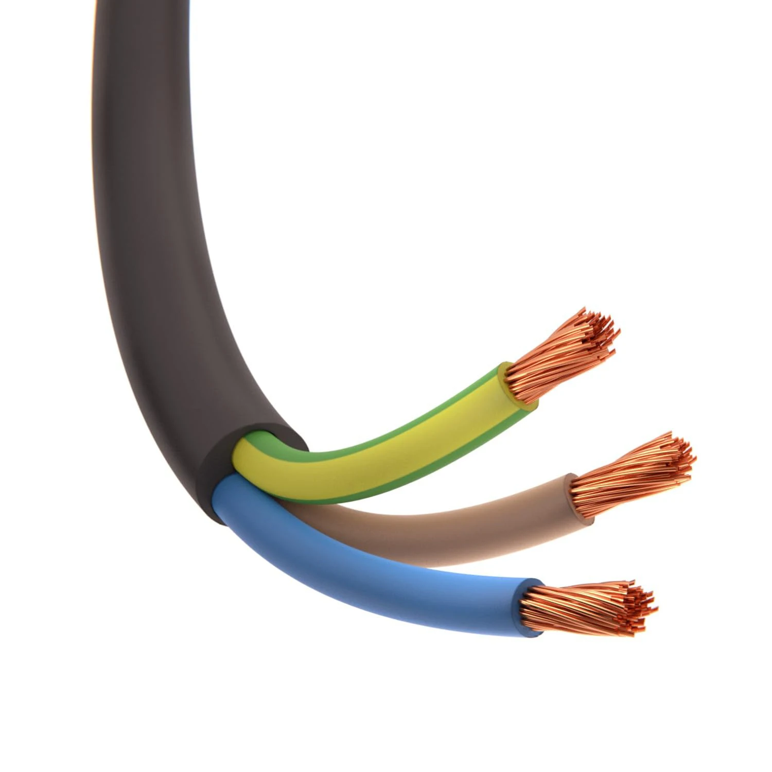 Manguera eléctrica redonda 3x2.5mm² RV-K negra 3G2.5 | Cable negro 3 hilos | Longitud a elegir | Suministros Castro