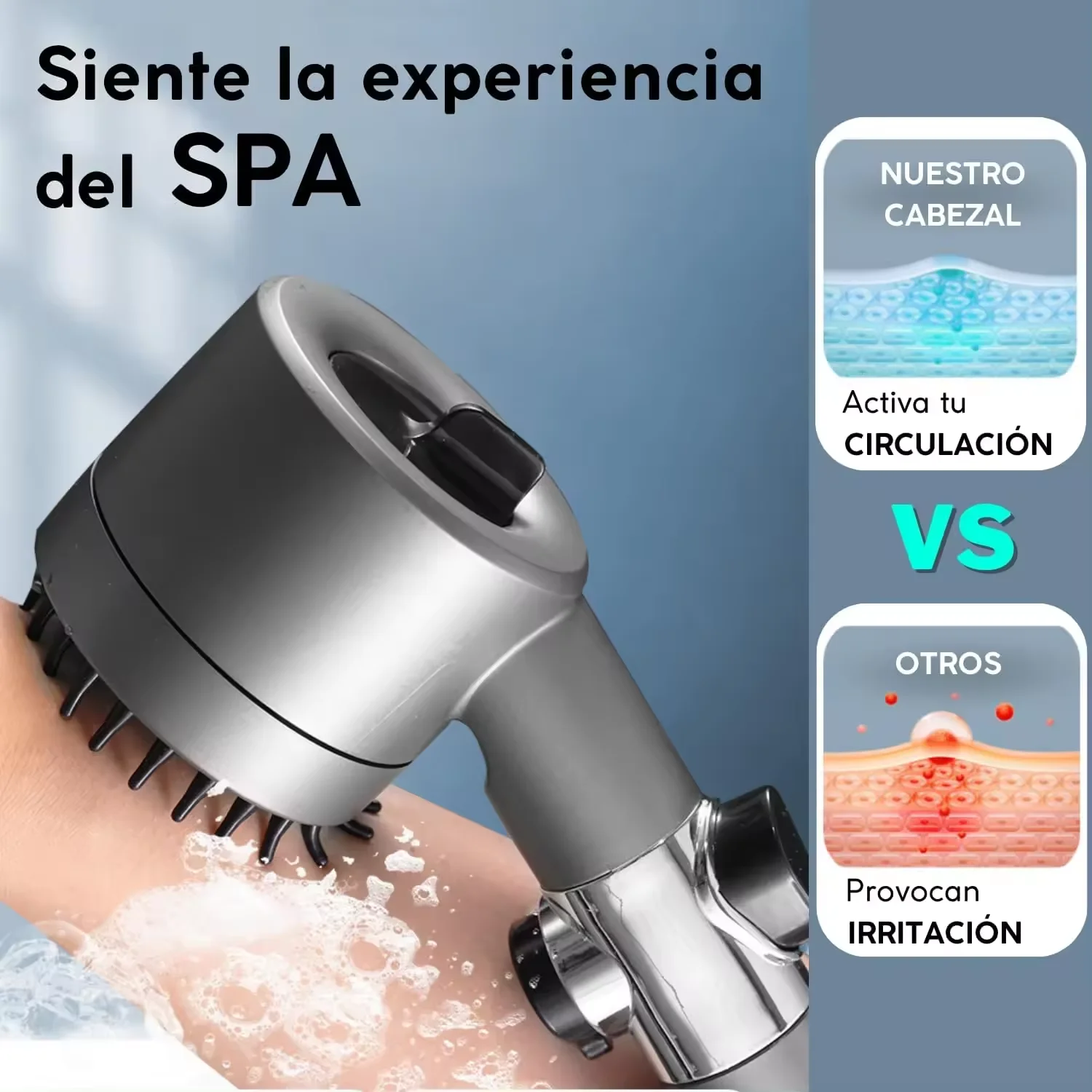 Shower head Spa massage function, shower head with anti-calcifying filter, 3 SPA modes, powerful filtration system, ABS Material, easy installation. Clarisa Moreti