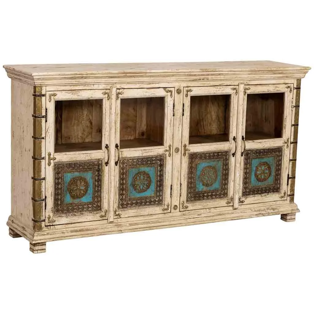 Wonderlust Deco - Aparador de madera artesanal blanco 170x40x90h cm Blanco 170x40x90h cm