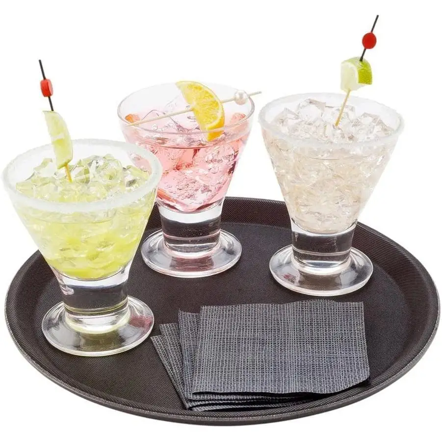 Round Non-Slip Plastic Tray for Hospitality by PAWOPA, perfect for serving in bars and restaurants, stackable, easy to clean with soap or dishwasher, designed for hot and cold items, and made from high-quality material.