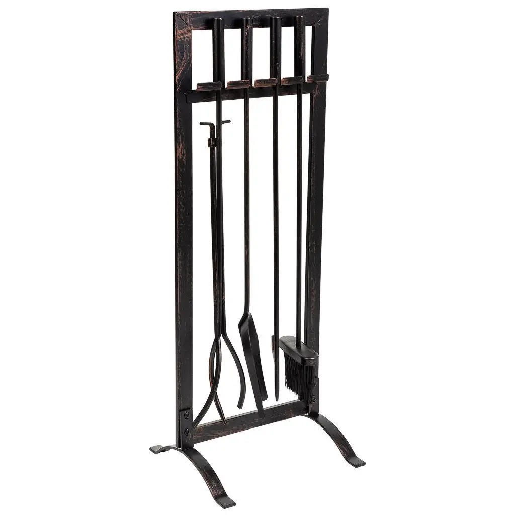 Herramientas Para La Chimenea De Metal Negro Set 5Pcs 27x30,5x79,5cm, El mejor complemento para tu hogar