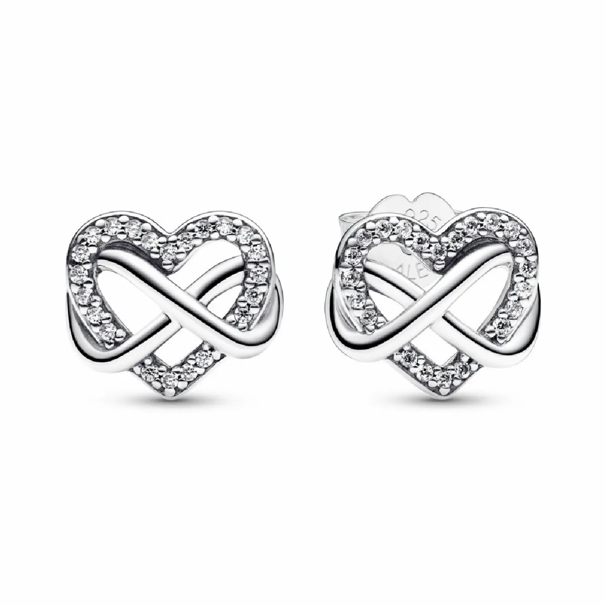 Pendientes Pandora Corazón e Infinito Entrelazado Brillante