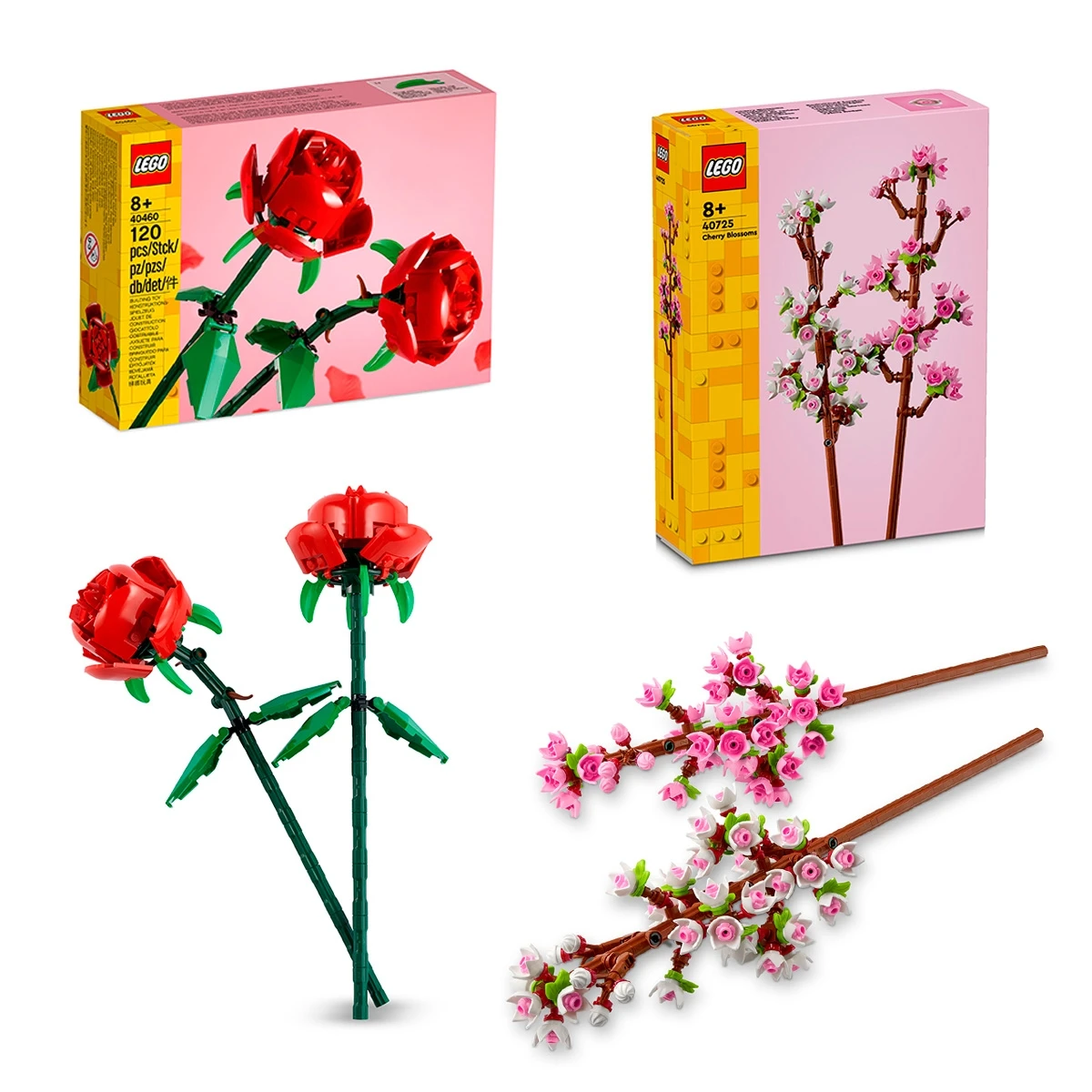 Pack of LEGO 40460 Botanical Collection Roses + 40725 cherry blossoms