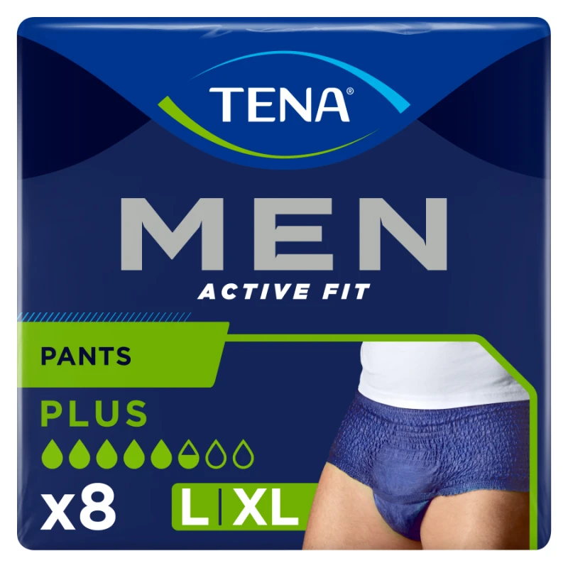 TENA MEN ACTIVE FIT PANTS PLUS SIZE L-XL 8 UNITS