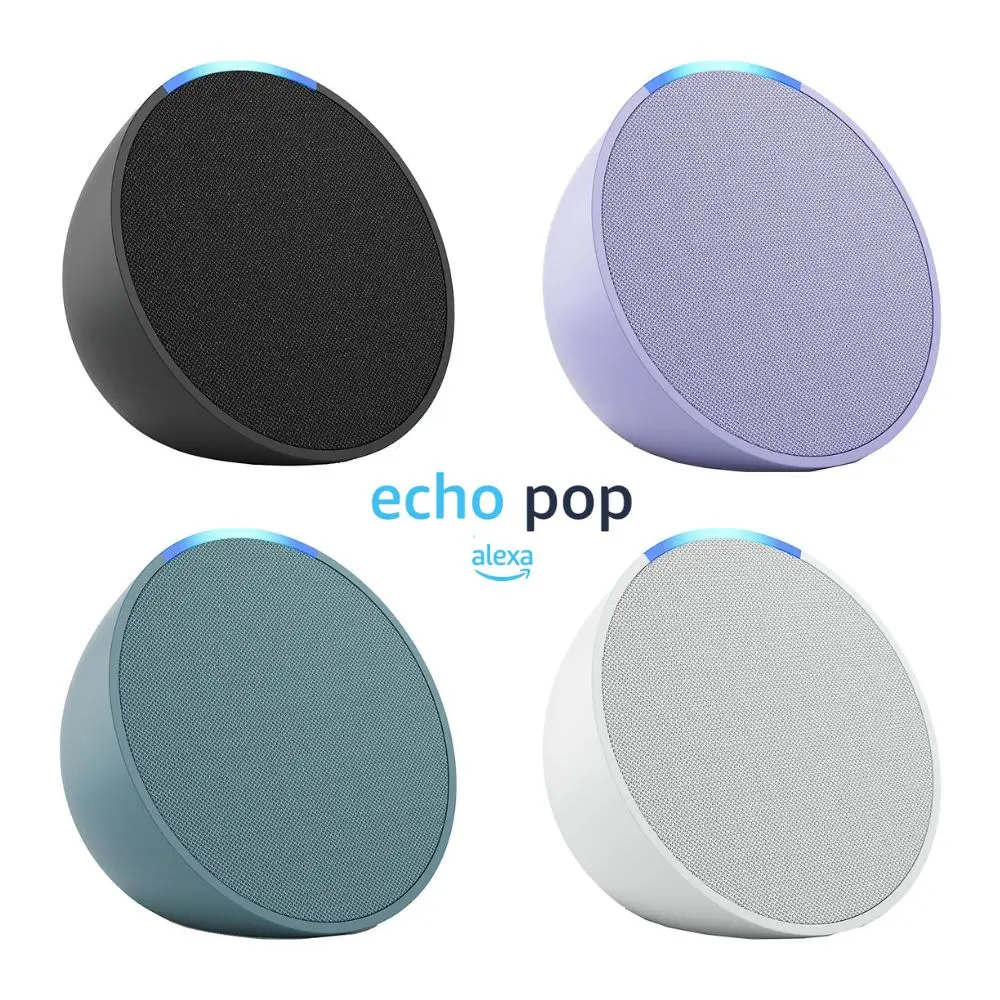 Echo Pop Amazon, wifi and Bluetooth smart speaker with Alexa, powerful and compact sound, anthracite, white, lavender. Teal Green