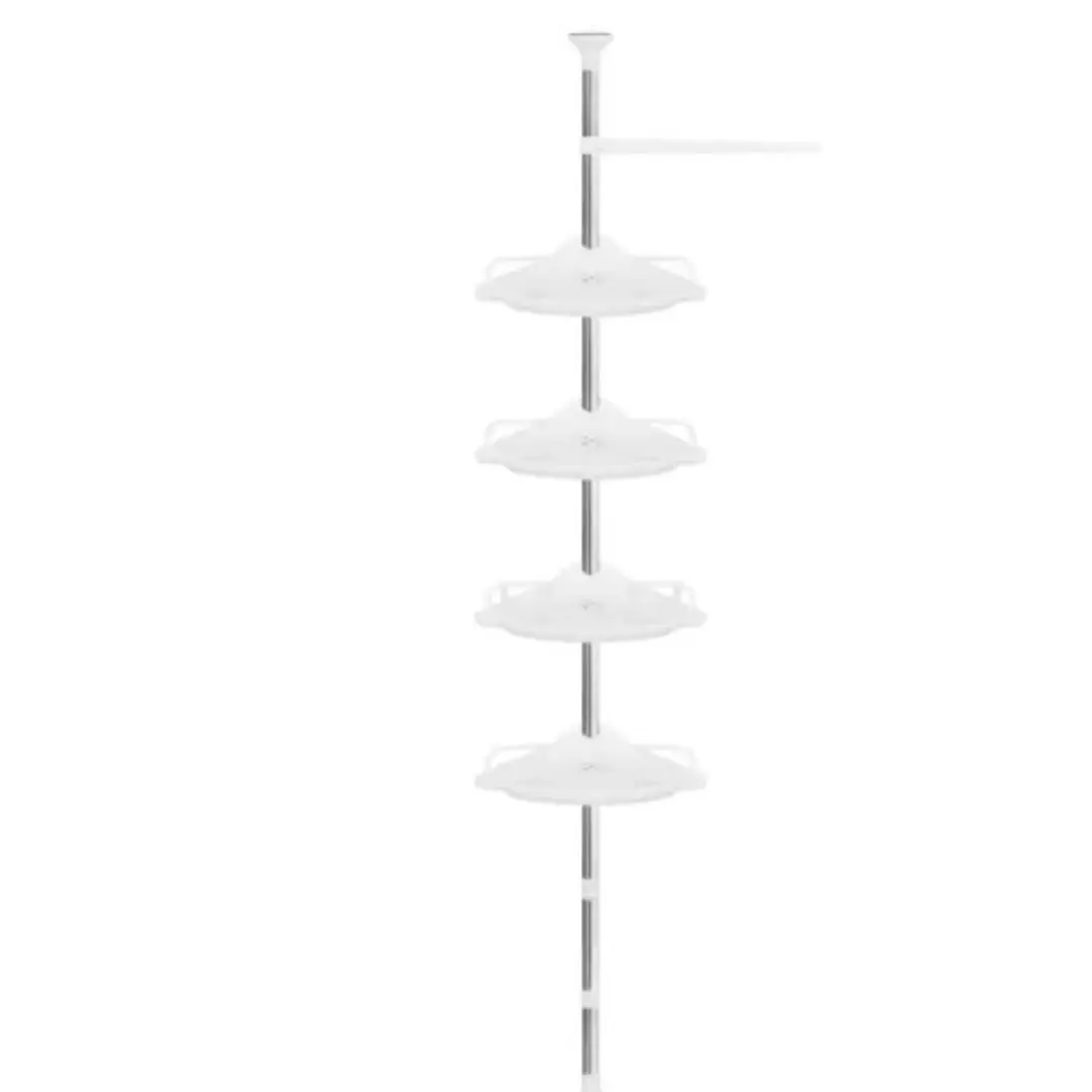 Estantería telescópica, Ducha con 4 Cestas, Altura Ajustable 230-300cm, estantería de baño con