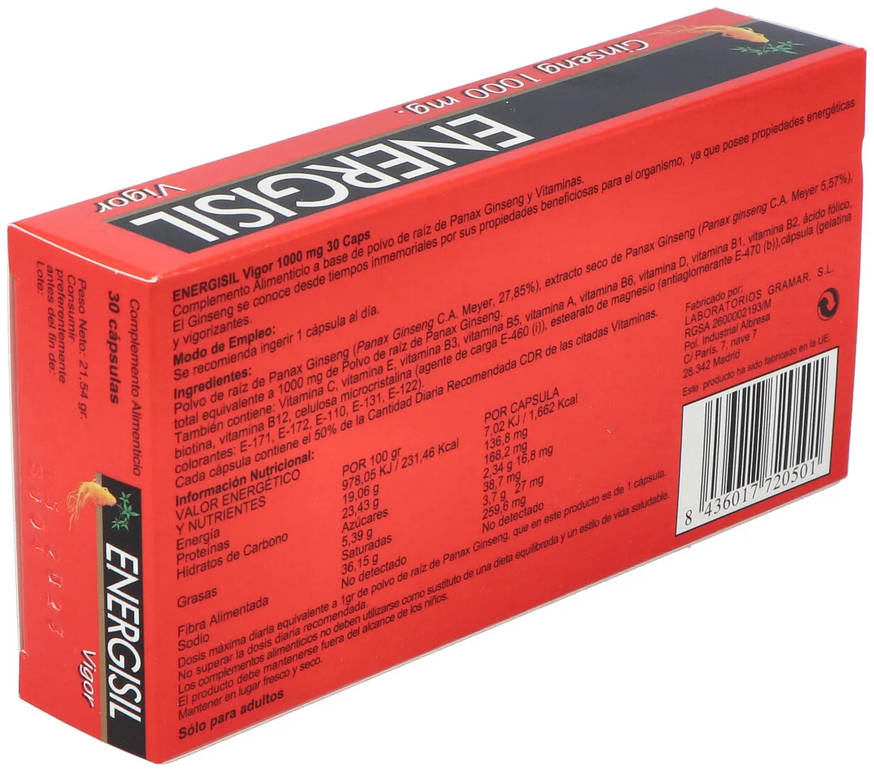 Energisil Vigor  Ginseng 1000 Mg 30 Caps