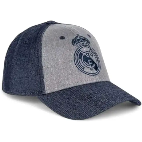 Real Madrid - Gorra Deportiva Unisex | Gris y Azul Marino | Escudo Bordado Frontal | Visera Curvada | Diseño Casual Deportivo | Ideal para Fans del Fútbol