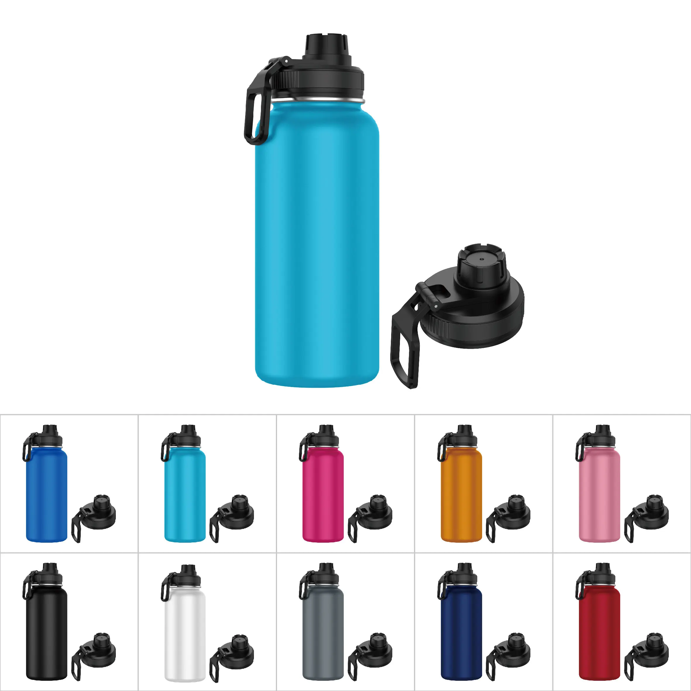 Botella de Acero Inoxidable 1 Litro Deportiva (10 Colores) - Botella de Agua Térmica Reutilizable Sin BPA Mantiene 24H Frio / 12H Calor Termo y Hermética - Doble Pared a Prueba de Fugas.Botellas. (YD550 YD1000 999 1199)