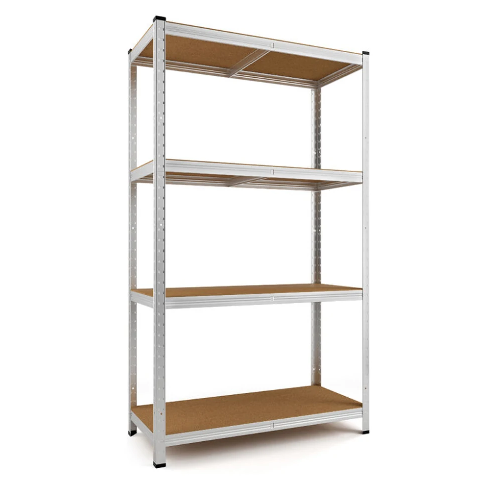 T-lovendo Metal Storage Rack for Galvanized Steel + 4 Shelves MDF, 140x70x30 cm, Modular, Adjustable Shelves, Storage Room, Garage