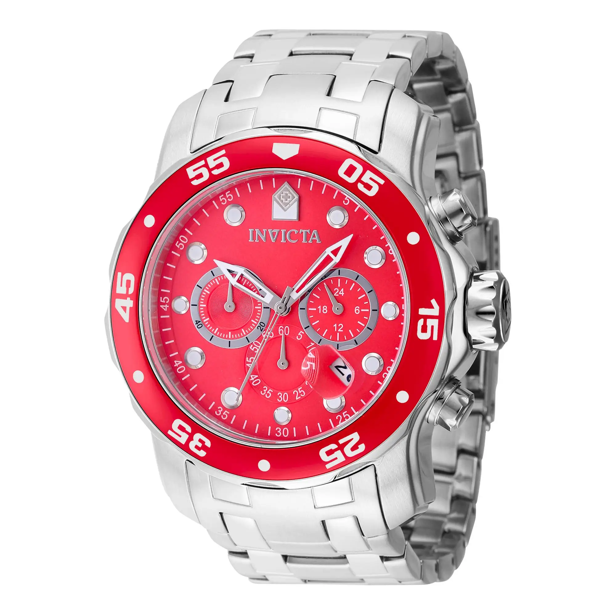 Reloj de pulsera Invicta Pro Diver - 40192 correa color: Gris plata Dial Metal Rojo Hombre