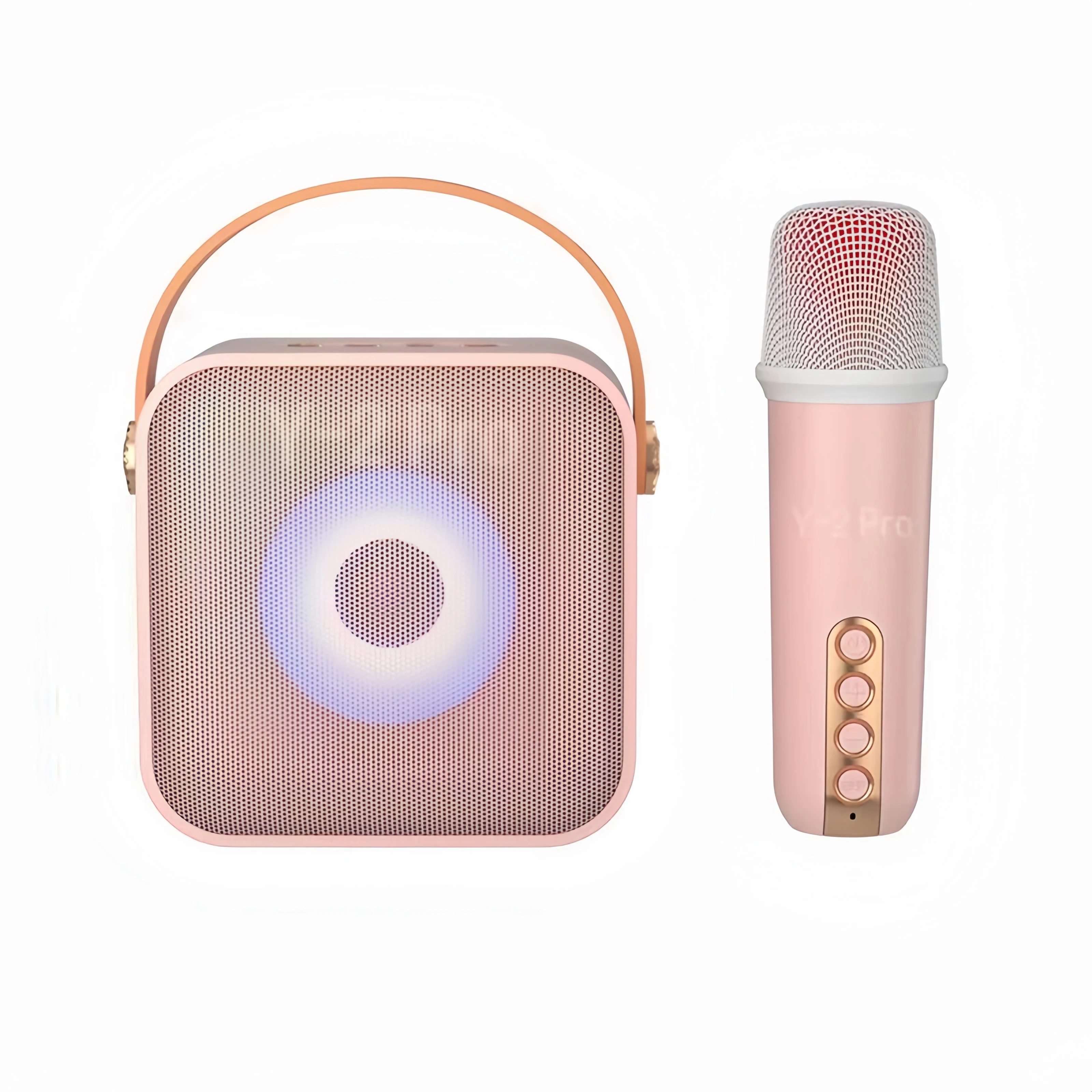 Altavoz Bluetooth con micrófonos inalámbricos para niños y adultos, portátil con luz envolvente colorida