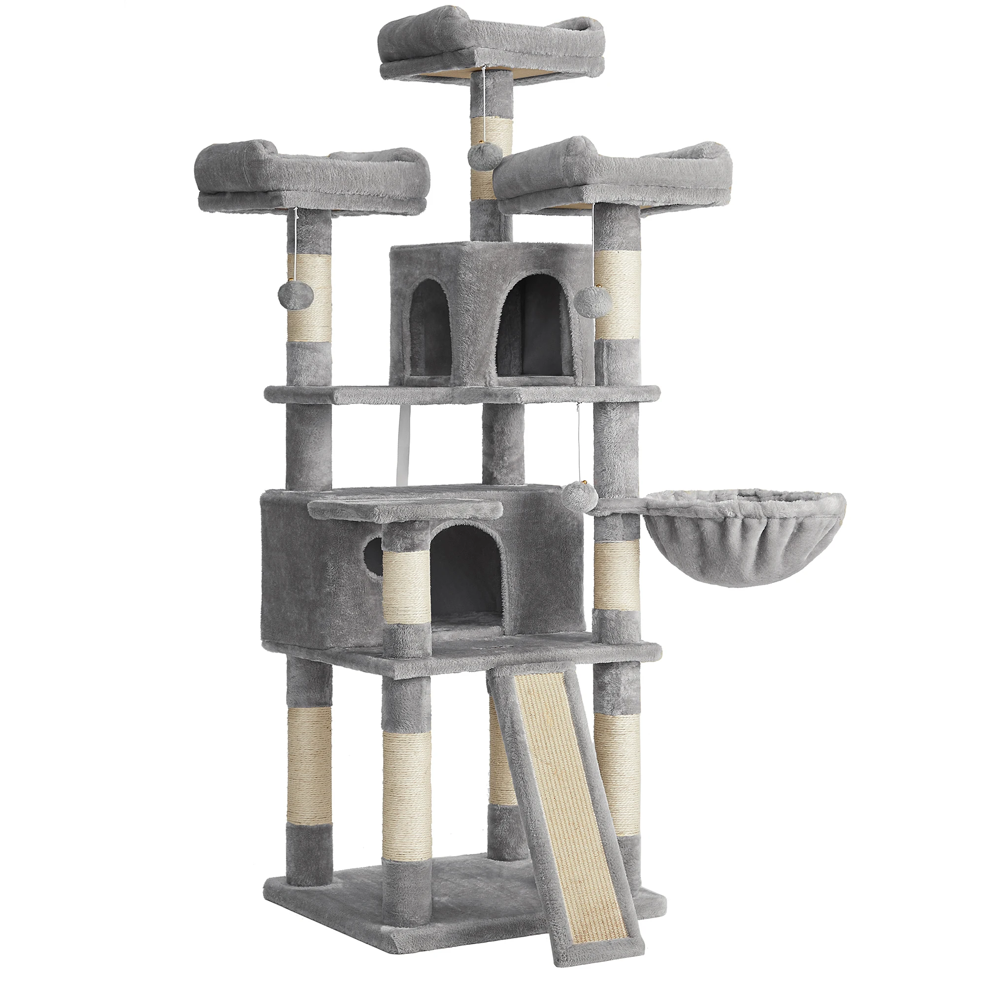 FEANDREA Árbol para Gatos, XXL,169 cm, Gris Claro