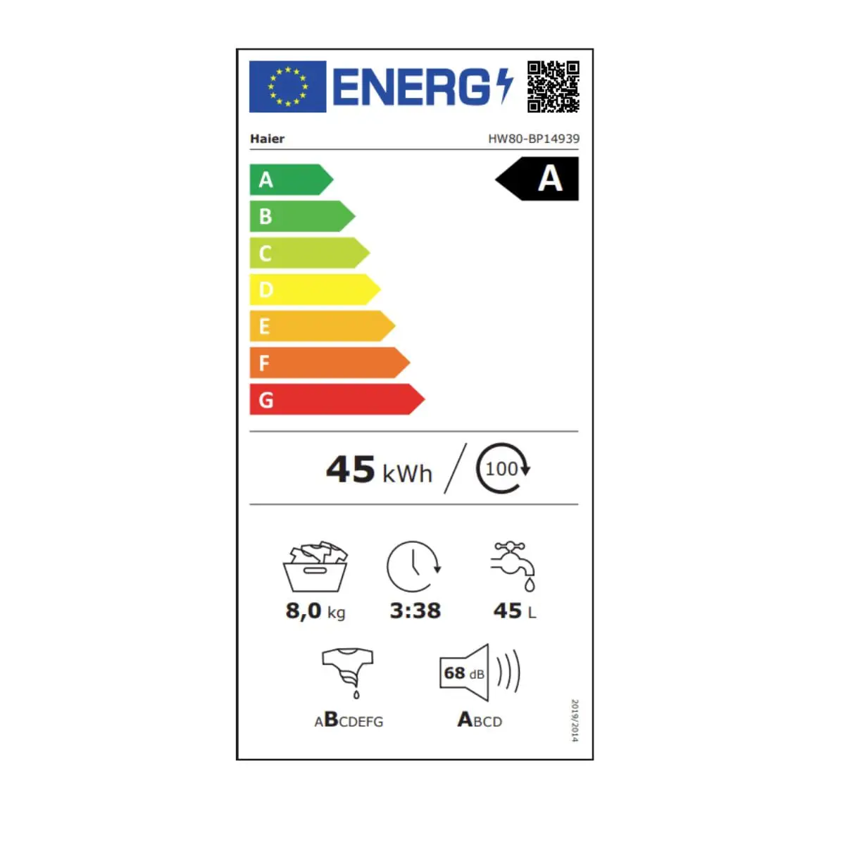 Haier hw80-bp14939 front loading washing machine 1400 rpm 15 programs a white 60 cm #6