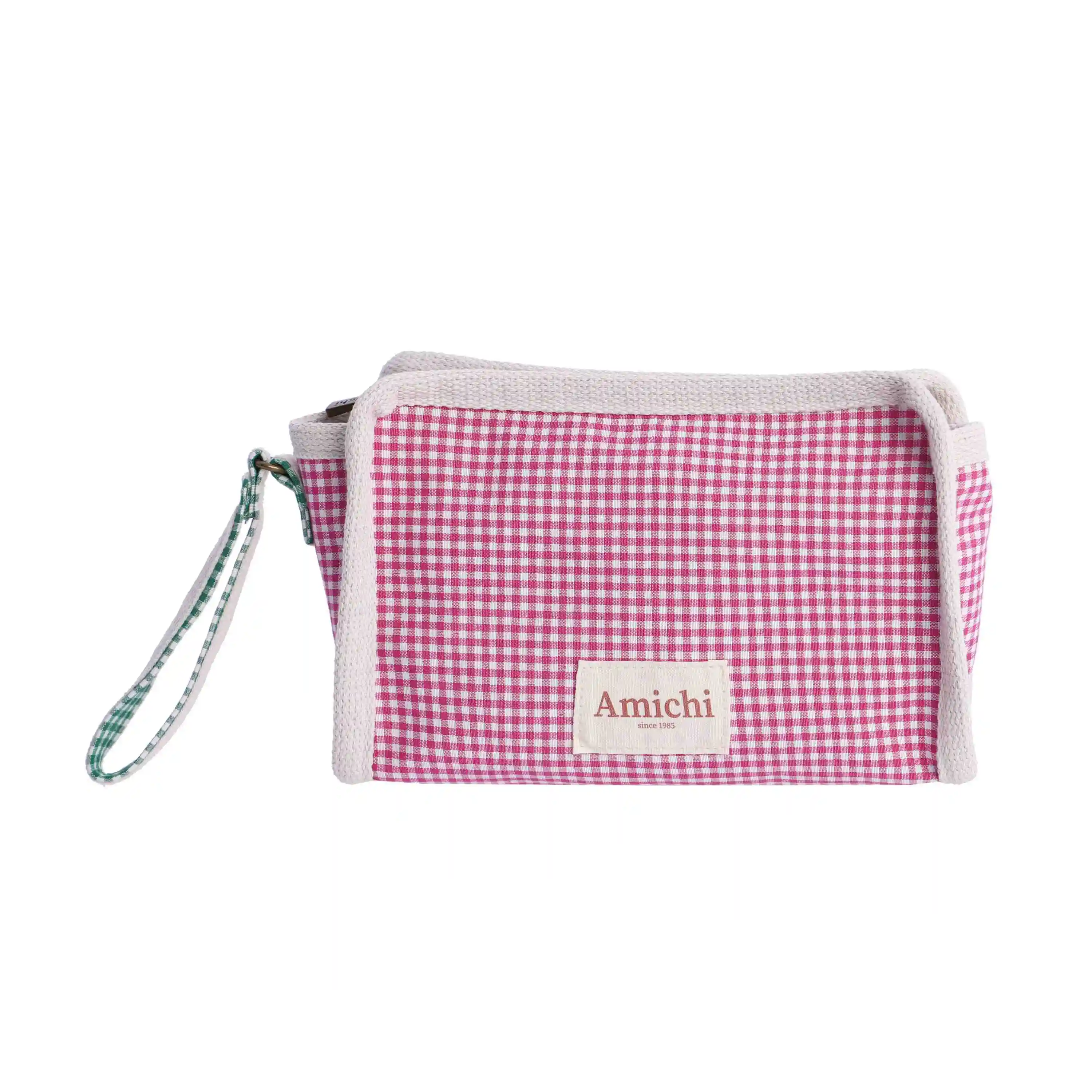 Neceser de playa de mano para mujer AMICHI Palma de tejido Vichy