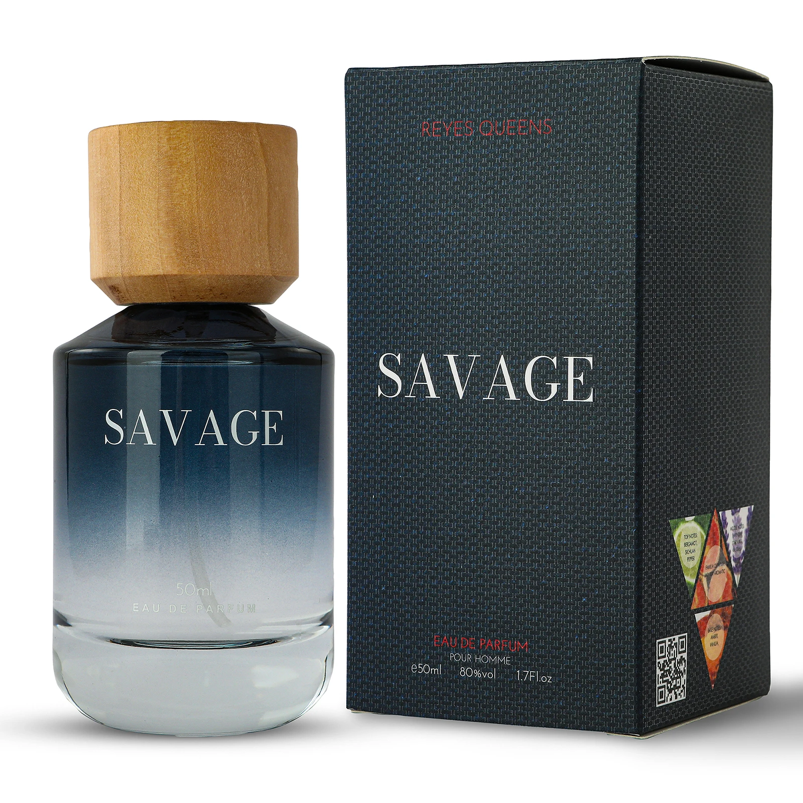 Perfume para hombre REYES QUEENS, Savage 50 ml Familia Olfativa: Fougère, Tamaño: 50 ml, Concentración: Agua de perfume, Género: Masculino