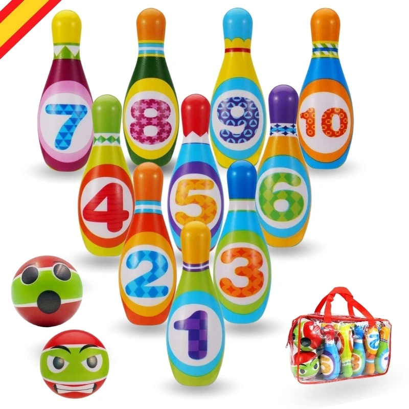 Children's Bowling-Bowling game for children-gift carrying bag-safe toy for children 1-6 years old-child gift-Montessori toys-Bowling children-10 Bowling 14cm foam.