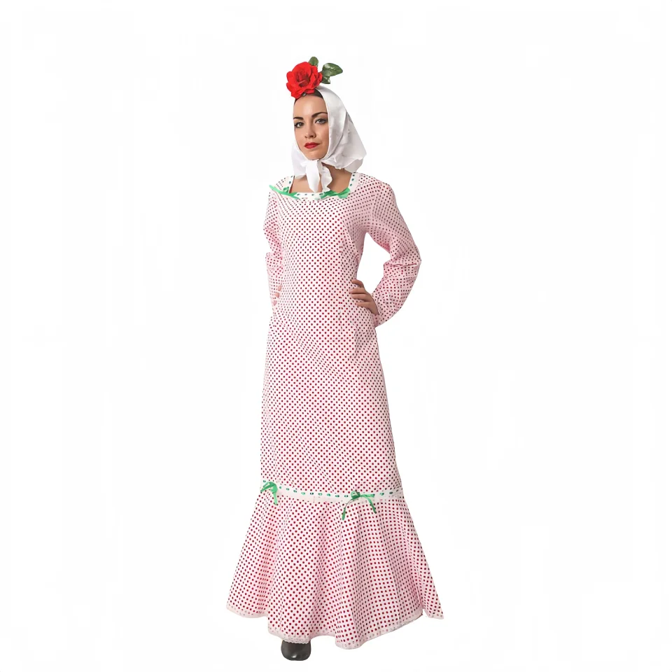 Disfraz de Chulapa Madrileña para Niñas y Adultos, Contiene: Vestido y Pañuelo.